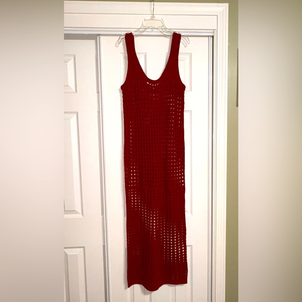 SWNY Copper-Rust Crochet Maxi Dress Size S NWT 
Wear as a swim cover up or dress